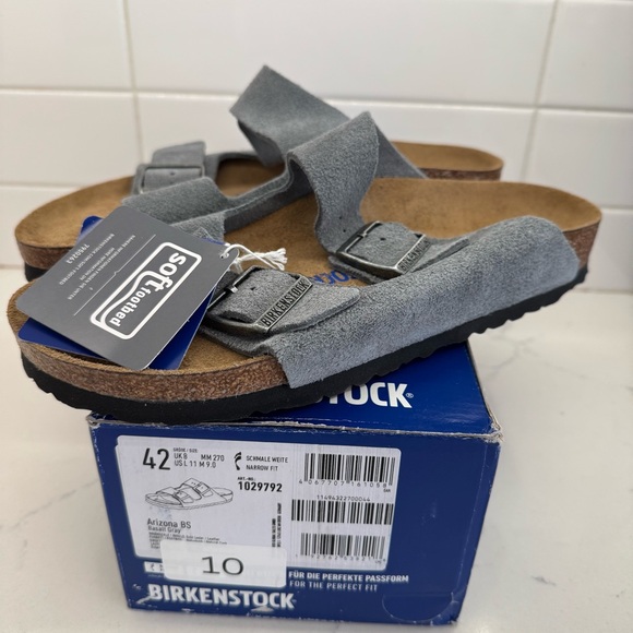 Birkenstock Shoes - Birkenstock Basalt Gray Arizona Sandals size 42 women’s 11 Narrow soft footbed